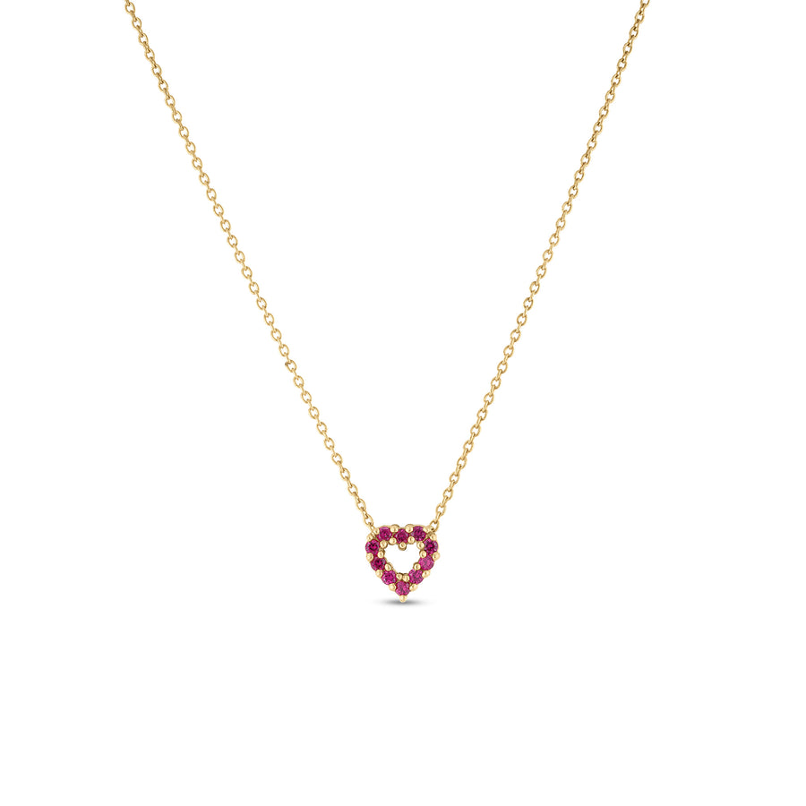 Tiny Treasures 0.10ct Diamond and 0.10ct Rubies Reversible Heart Pendant in 18K Yellow Gold, 16-18" chain