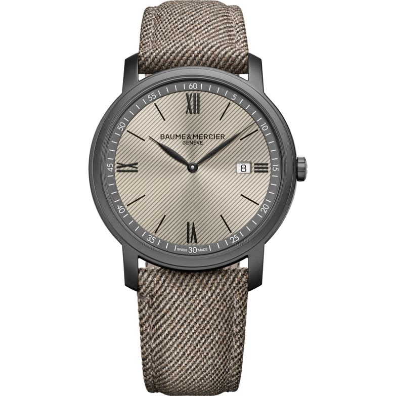42mm Classima Watch with Grey Dial in Sandblasted Steel, Strap