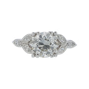 1.63ct OEC Diamond and 0.30ct Diamond Vintage Ring in Platinum, size 6.75