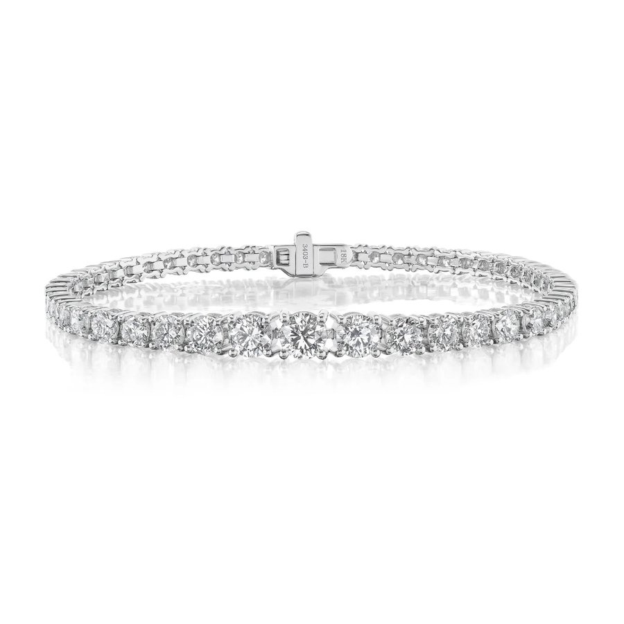 7.40ct Diamond Graduated Tennis Bracelet in 18K White Gold, 7"