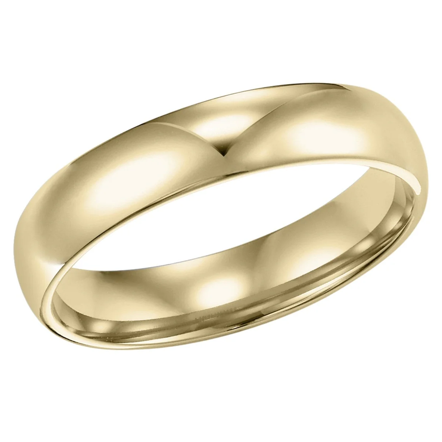4mm Low Dome Comfort Fit Plain Wedding Band in 18K Yellow Gold, Size 6