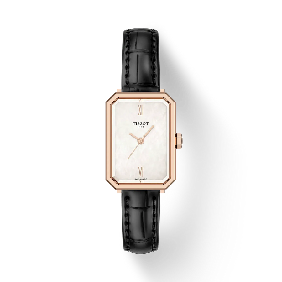 30mm SRV Quartz Watch with White Mother of Pearl Dial in Stainless Steel with Rose Gold PVD, Strap