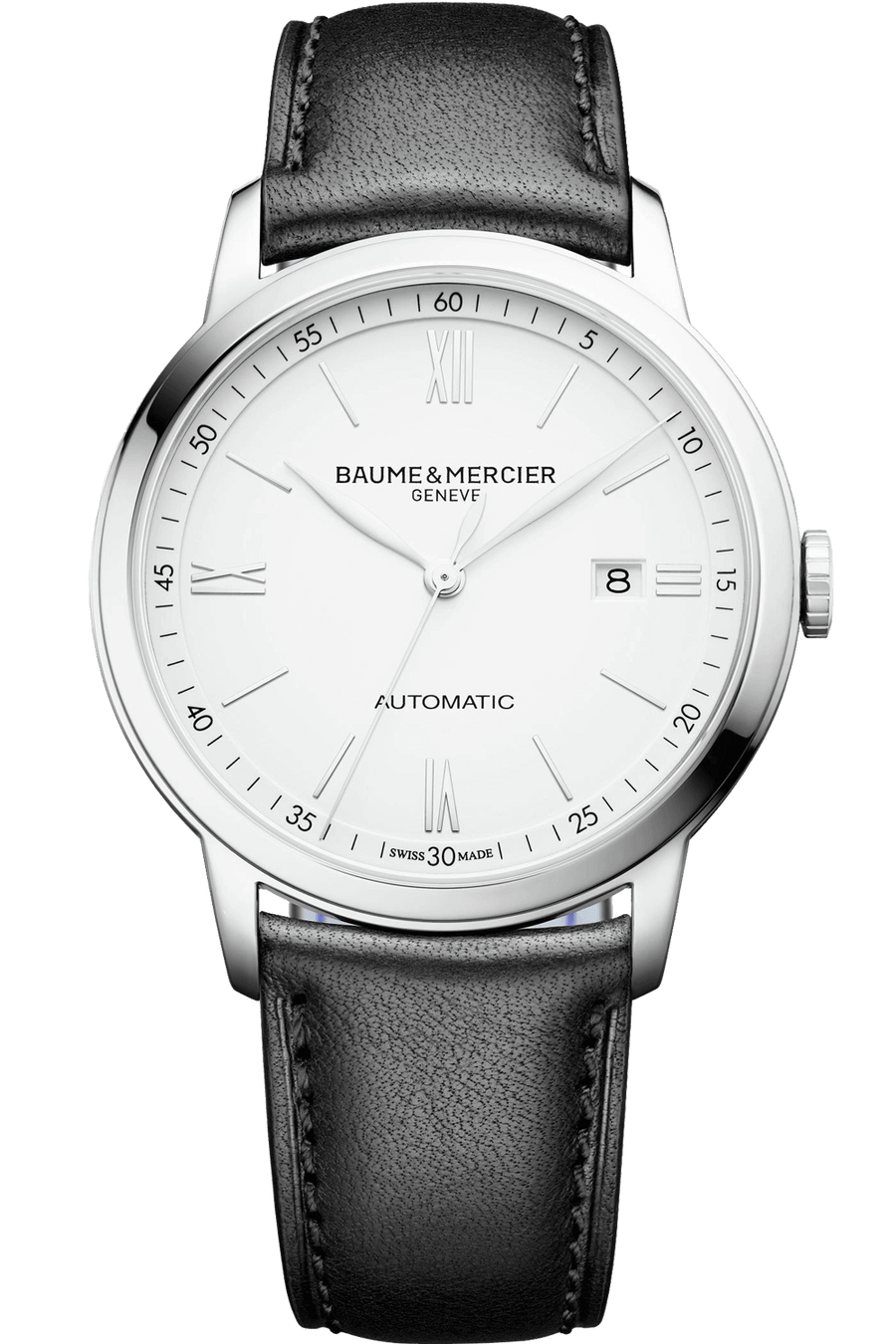 42mm Classima Automatic Watch with White Dial in Stainless Steel, Strap
