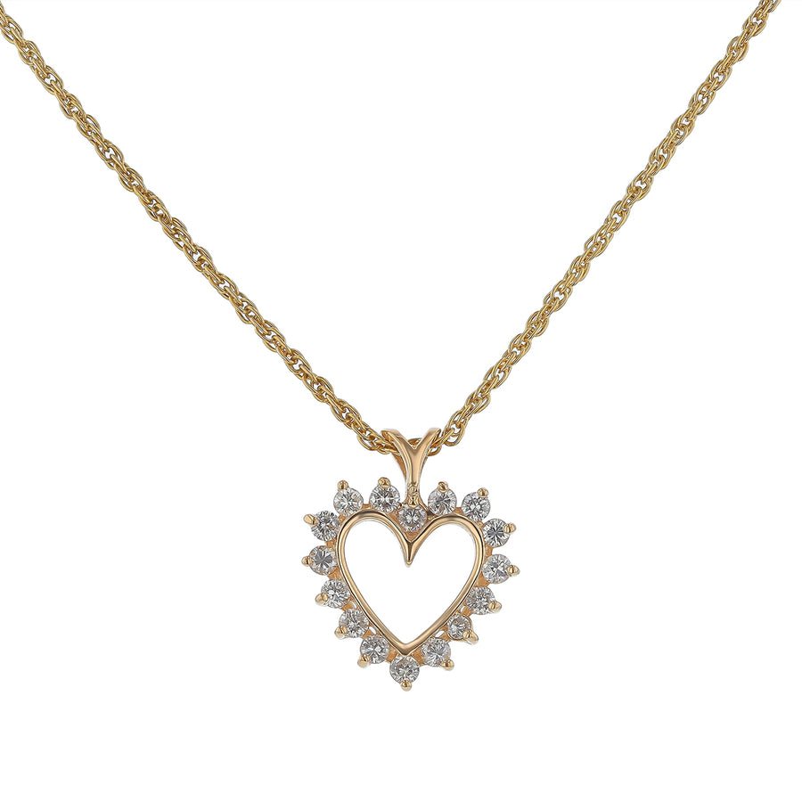 0.32ct Diamond Heart Necklace in 14k Yellow Gold, 18"