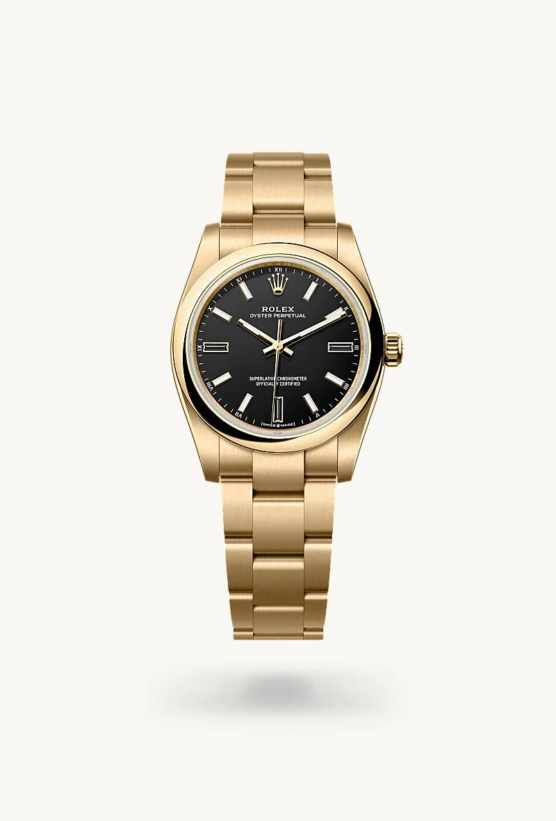 rolex Oyster Perpetual in 18 kt yellow gold, M124208-0001 - Schiffman's Jewelers