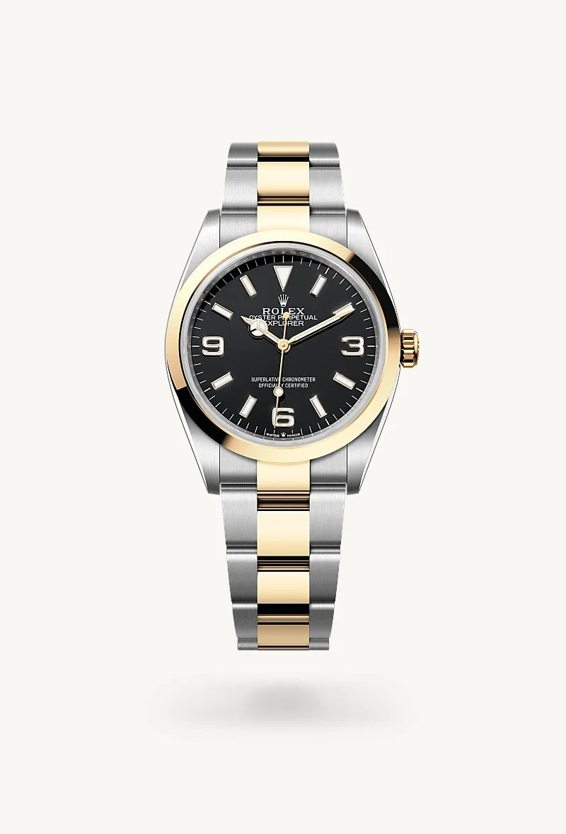 rolex Explorer in Yellow Rolesor - combination of Oystersteel and yellow gold, M124273-0001 - Schiffman's Jewelers