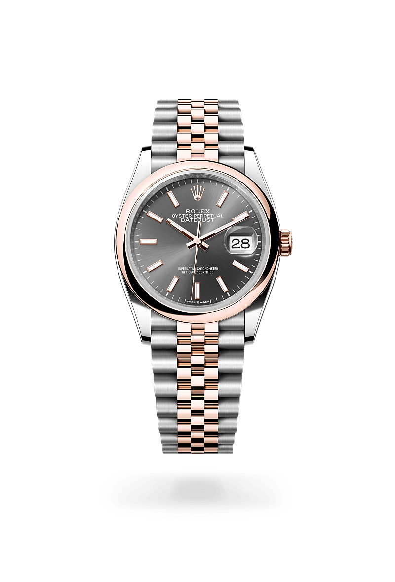 rolex Datejust in Everose Rolesor - combination of Oystersteel and Everose gold, M126201-0013 - Schiffman's Jewelers