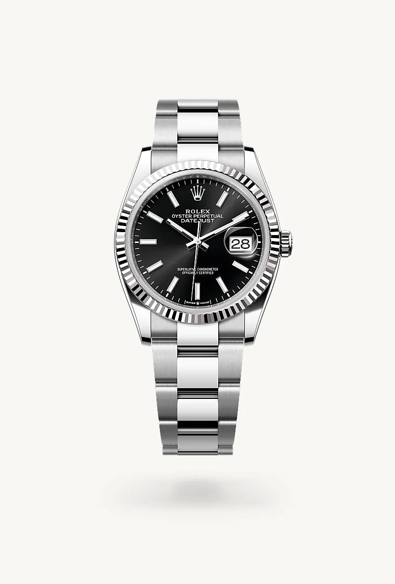 rolex Datejust in White Rolesor - combination of Oystersteel and white gold, M126234-0016 - Schiffman's Jewelers