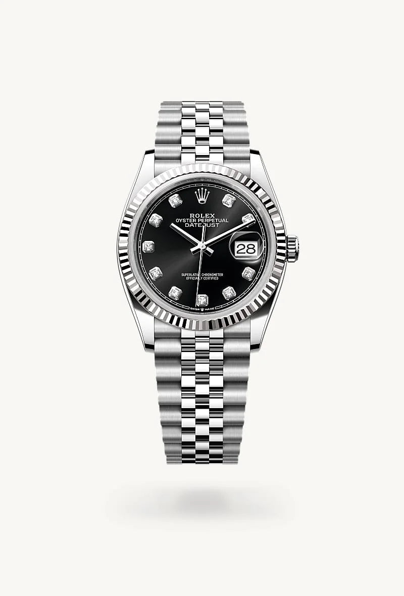 rolex Datejust in White Rolesor - combination of Oystersteel and white gold, M126234-0027 - Schiffman's Jewelers