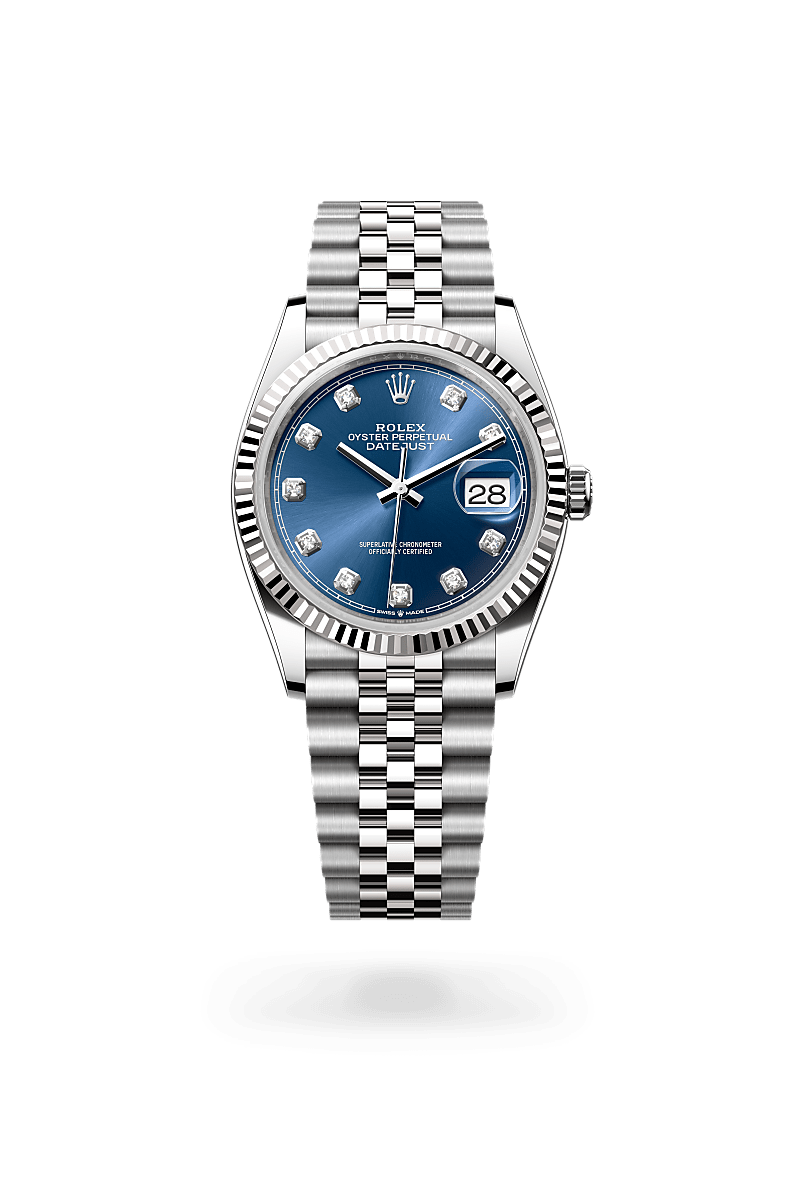 rolex Datejust in White Rolesor - combination of Oystersteel and white gold, M126234-0037 - Schiffman's Jewelers