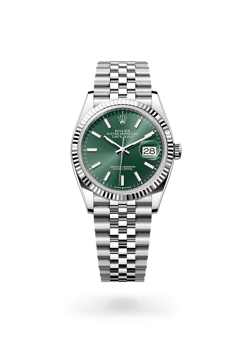 rolex Datejust in White Rolesor - combination of Oystersteel and white gold, M126234-0051 - Schiffman's Jewelers