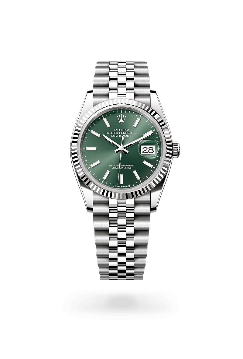 rolex Datejust in White Rolesor - combination of Oystersteel and white gold, M126234-0051 - Schiffman's Jewelers