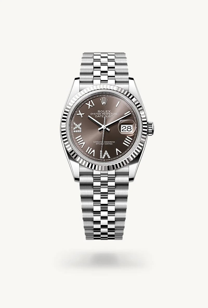 rolex Datejust in White Rolesor - combination of Oystersteel and white gold, M126234-0071 - Schiffman's Jewelers