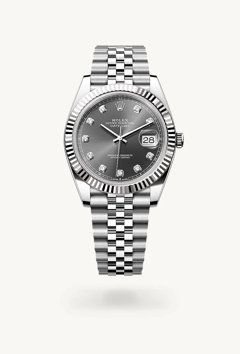 Rolex Datejust in White Rolesor - combination of Oystersteel and white gold, M126334-0006 - Schiffman's Jewelers