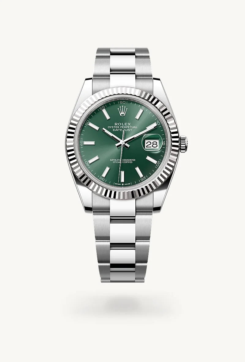 rolex Datejust in White Rolesor - combination of Oystersteel and white gold, M126334-0027 - Schiffman's Jewelers