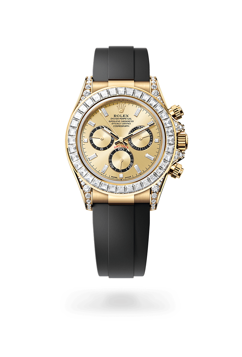 rolex Cosmograph Daytona in 18 kt yellow gold with lugs set with diamonds,  - Schiffman's Jewelers