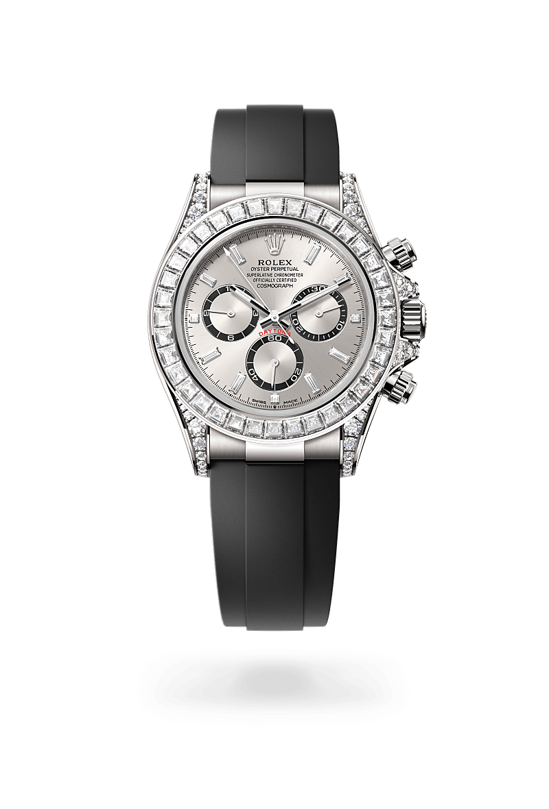 rolex Cosmograph Daytona in 18 kt white gold with lugs set with diamonds,  - Schiffman's Jewelers