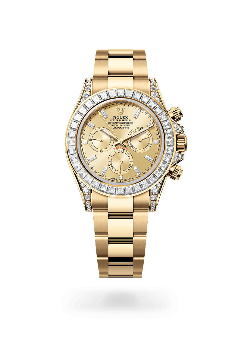 rolex Cosmograph Daytona in 18 kt yellow gold with lugs set with diamonds,  - Schiffman's Jewelers