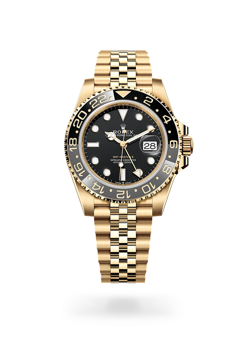 Rolex GMT-Master II in 18 kt yellow gold, M126718GRNR-0001 - Schiffman's Jewelers