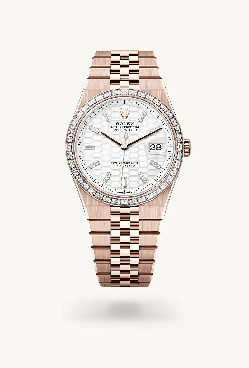 rolex Land-Dweller in 18 kt Everose gold, M127385TBR-0003 - Schiffman's Jewelers