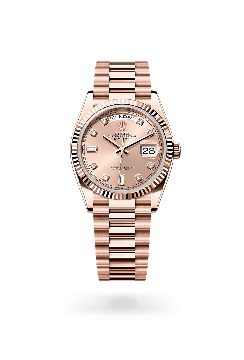 rolex Day-Date in 18 kt Everose gold, M128235-0009 - Schiffman's Jewelers