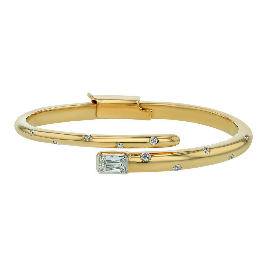 Cobblestone 1.05ct Diamond Bypass Bangle Bracelet in 18K Yellow Gold
