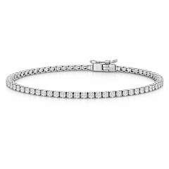 2.01ct Round Brilliant Diamond 4-Prong Tennis Bracelet in 18K White Gold, 7"