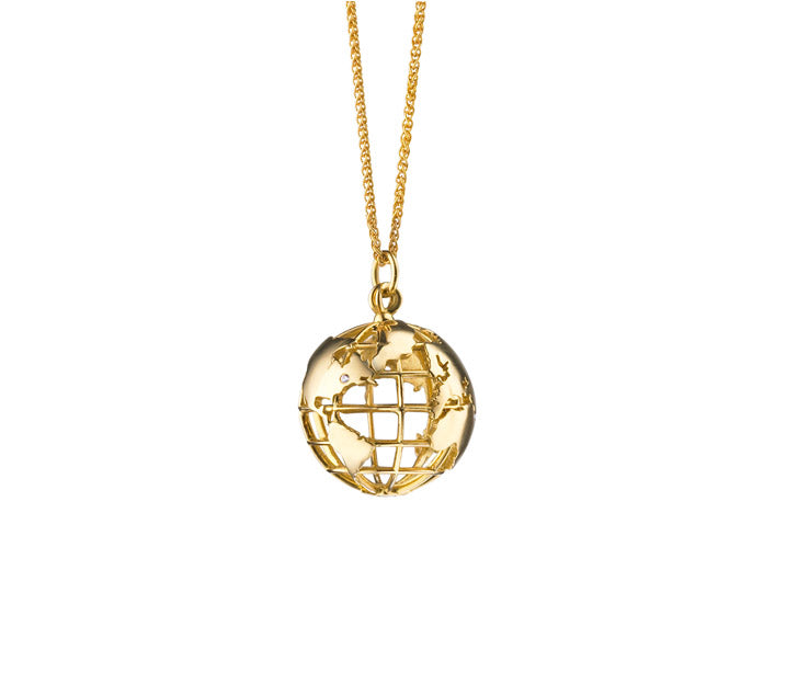 Charms and Bracelet 0.05ct Diamond My Earth Pendant in 18K Yellow Gold, 36" chain