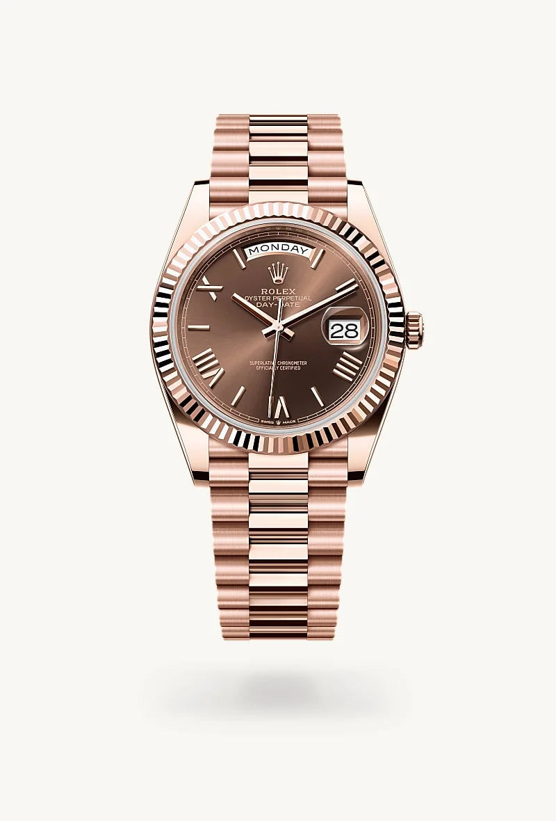 rolex Day-Date in 18 kt Everose gold, M228235-0002 - Schiffman's Jewelers