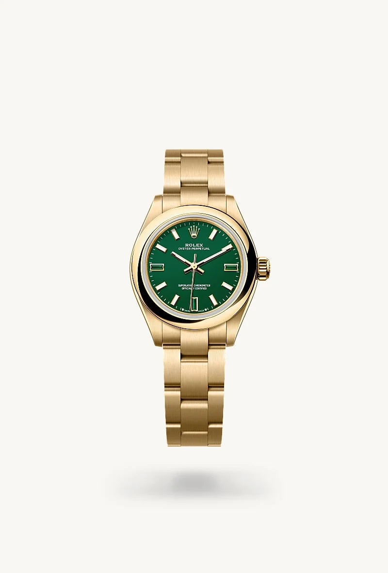rolex Oyster Perpetual in 18 kt yellow gold, M276208-0002 - Schiffman's Jewelers