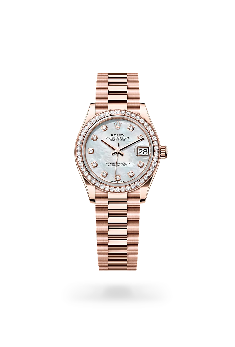 rolex Datejust in 18 kt Everose gold, M278285RBR-0005 - Schiffman's Jewelers