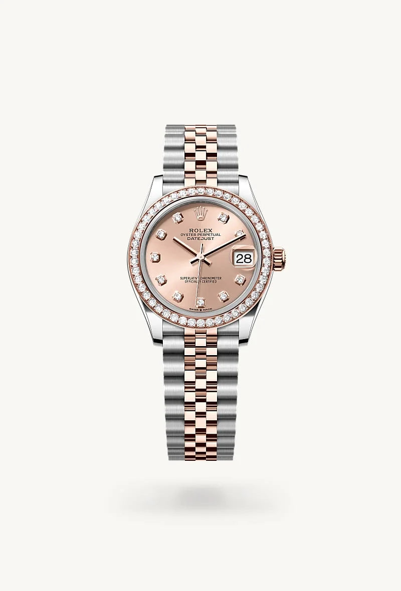 rolex Datejust in Everose Rolesor - combination of Oystersteel and Everose gold, M278381RBR-0024 - Schiffman's Jewelers
