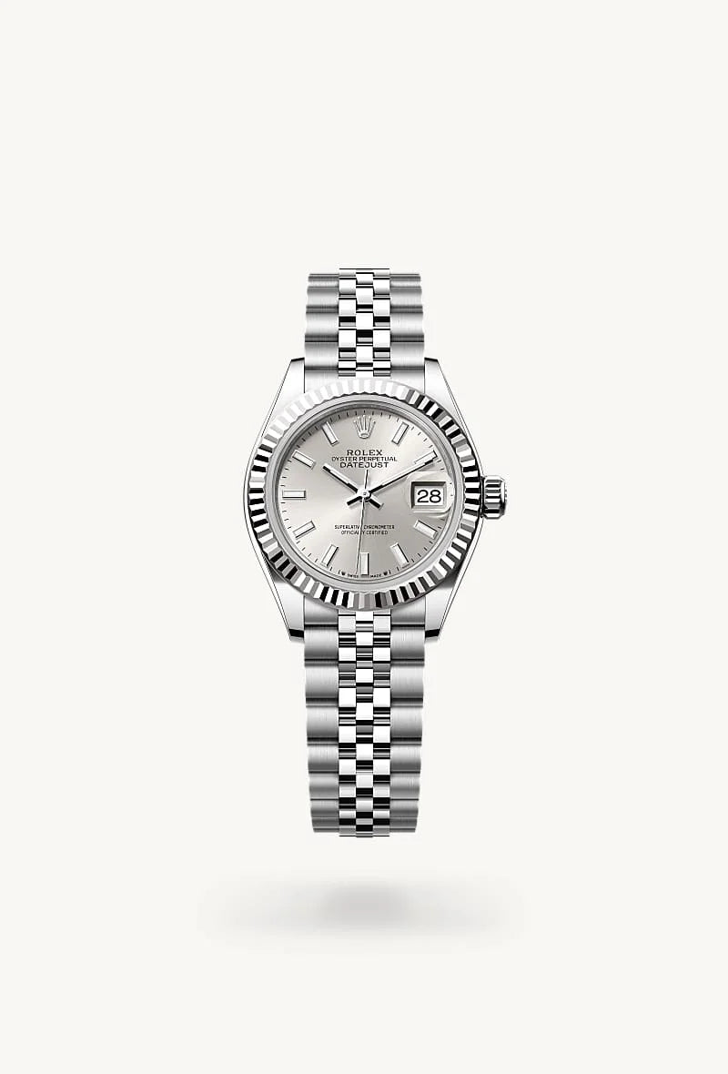 Rolex Lady-Datejust in White Rolesor - combination of Oystersteel and white gold, M279174-0005 - Schiffman's Jewelers