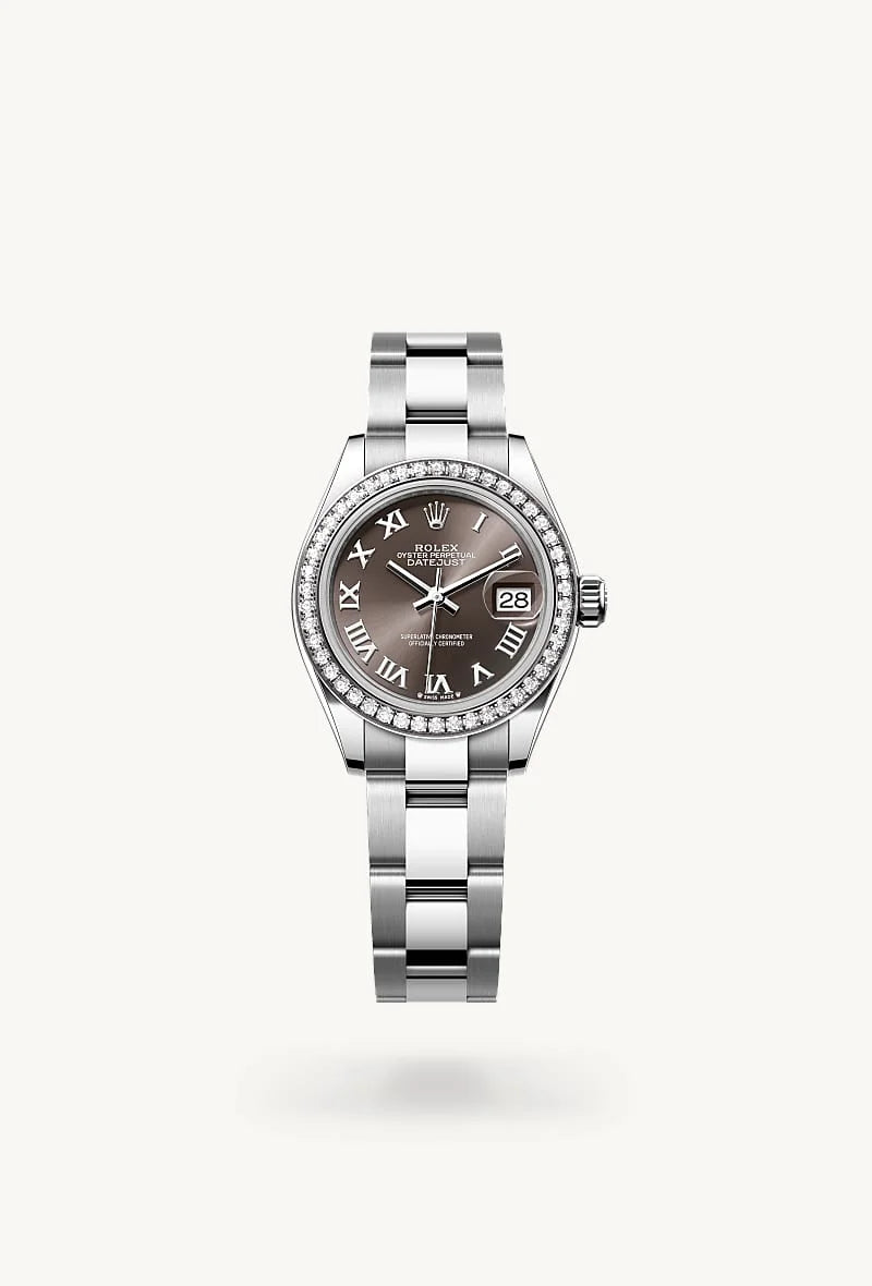 Rolex Lady-Datejust in White Rolesor - combination of Oystersteel and white gold, M279384RBR-0016 - Schiffman's Jewelers