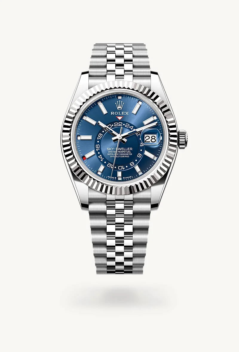 rolex Sky-Dweller in White Rolesor - combination of Oystersteel and white gold, M336934-0006 - Schiffman's Jewelers