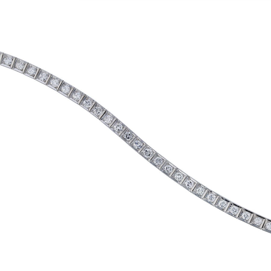 6.00ct Diamond Mid Century Tennis Bracelet in Platinum, 7"