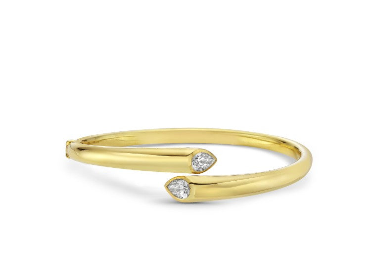 1.05ct Pear Shape Diamond Bypass Bracelet in 18K Yellow Gold