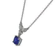1.38ct Ceylon Sapphire and 0.33ct Diamond Rabbit Ear Necklace in 18K White Gold, 18"