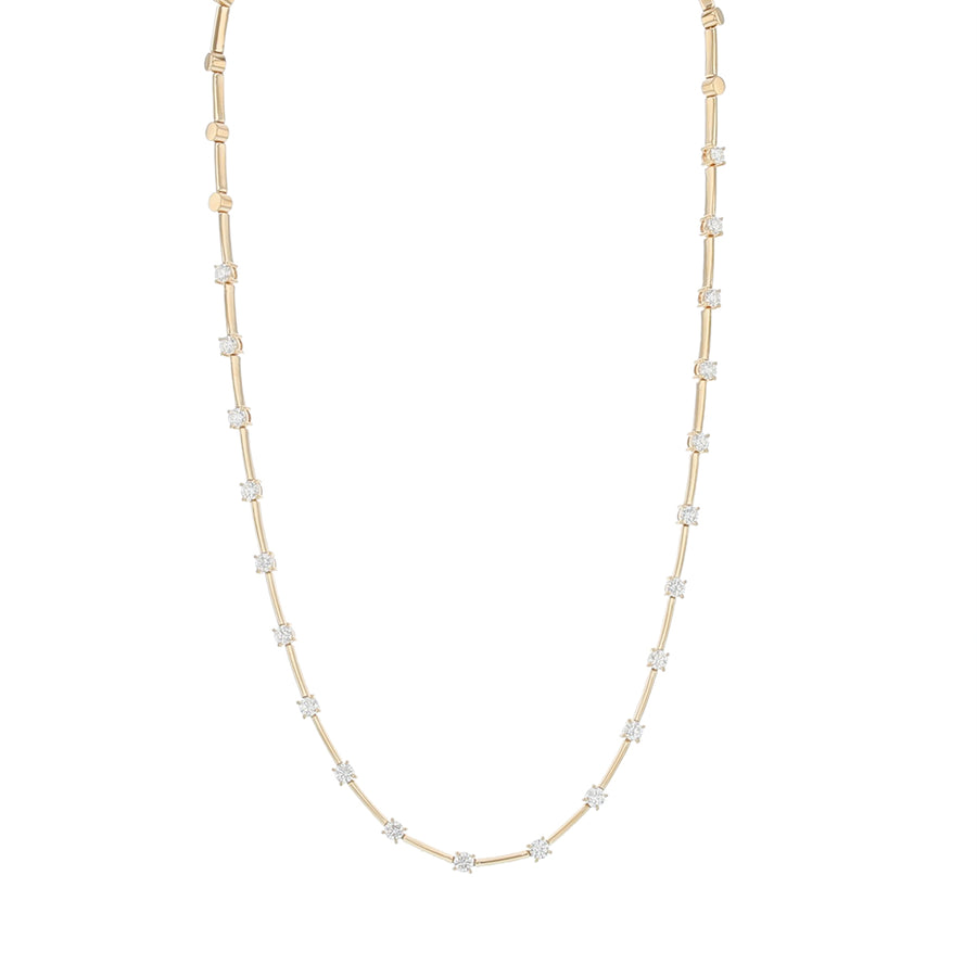 Diamond Station Choker Necklace in 18K Yellow Gold, 16-17.5in