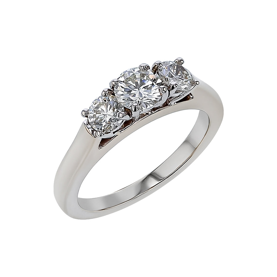 0.49ct Diamond and 0.48ct Diamond 3 Stone Flush Fit Ring in 18K White Gold and Platinum, size 5.75
