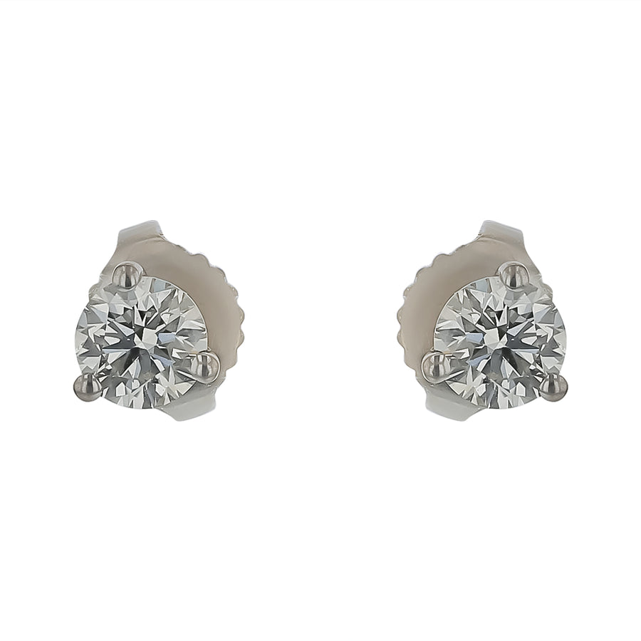 Hearts On Fire 0.70-0.78ct Diamond 3 Prong Stud Earrings in 18K White Gold
