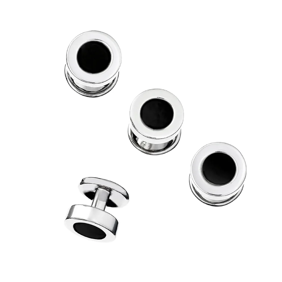 Classic Tuxedo Studs in Black Onyx and Sterling Silver