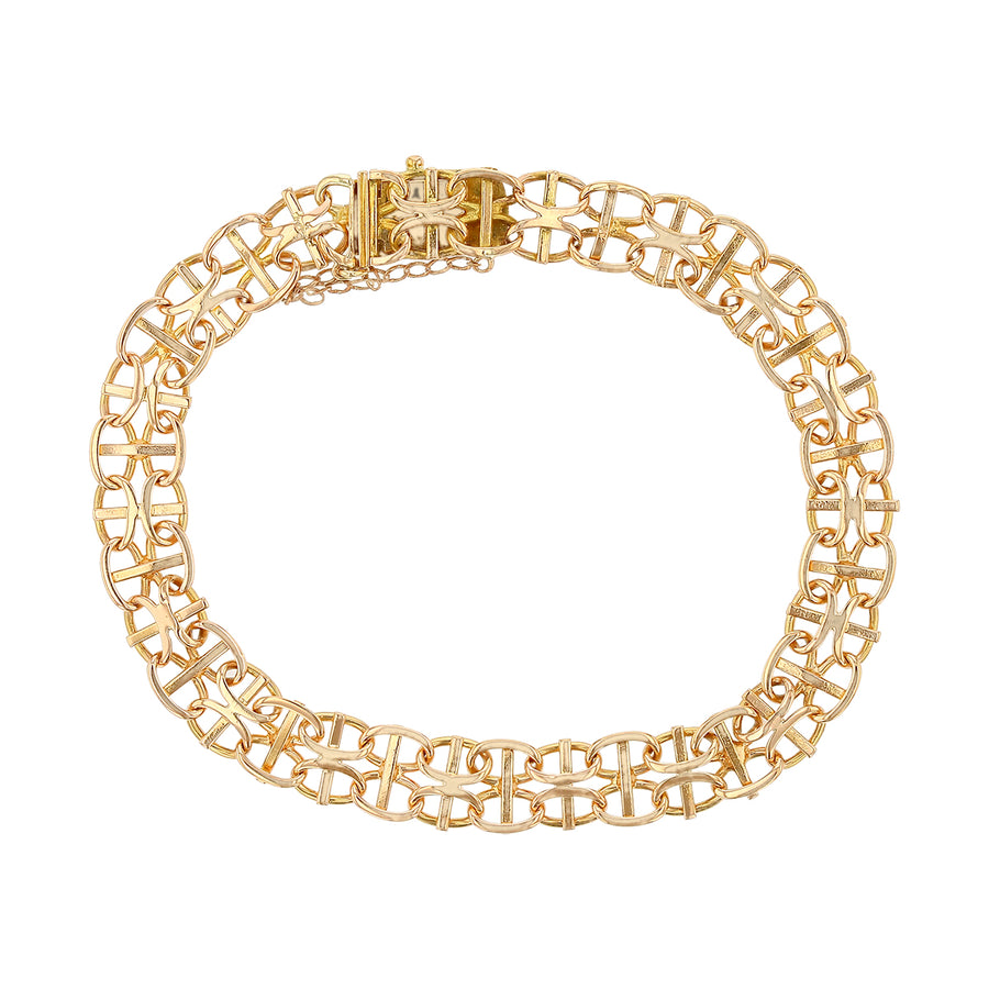 X and O Link Bracelet in 14K Yellow Gold