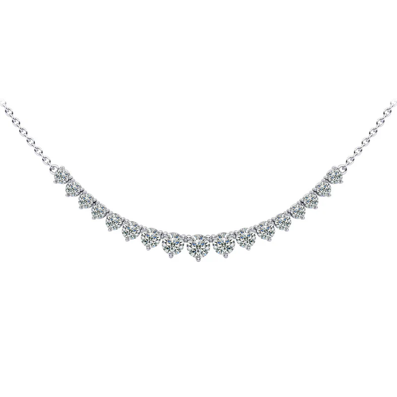 3.00ct Diamond Graduated Line Necklace in 14K White Gold, 18"