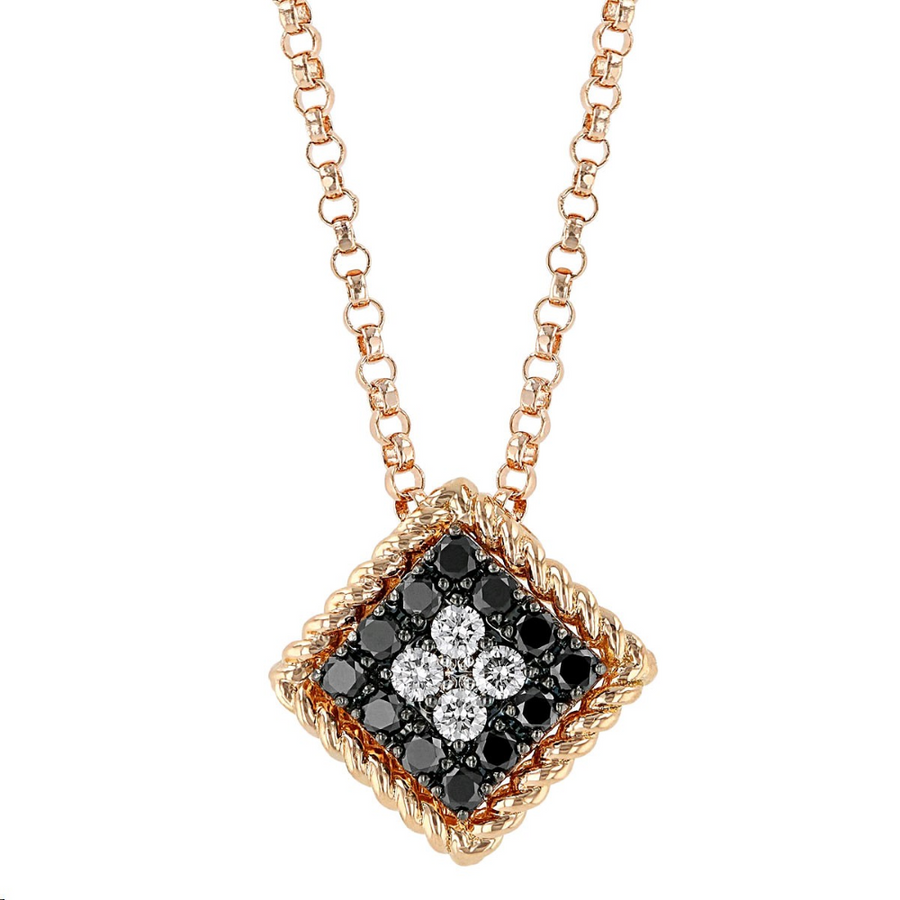 Palazzo Ducale Diamond Square Pendant in 18K Rose Gold, 18in