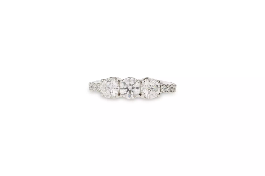 1.64ct Diamond 3 Stone Stretch Ring in 18K White Gold