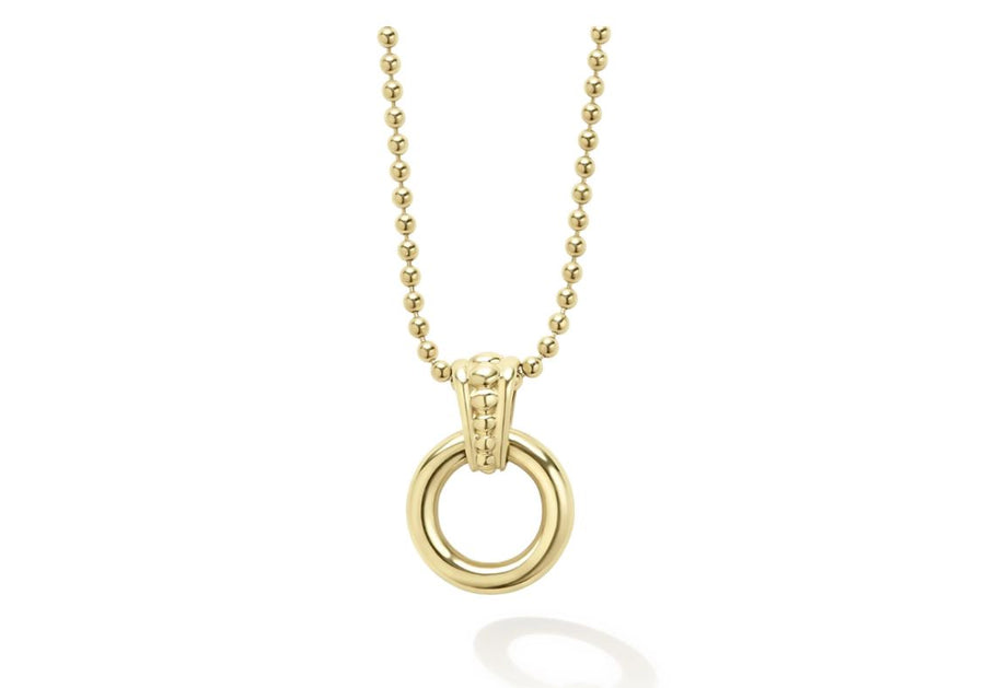 Meridian Circle Pendant in 18K Yellow Gold, Adjustable Chain