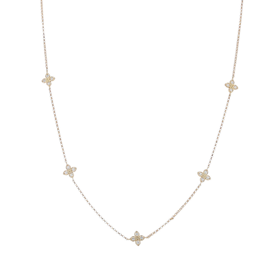 18K ROSE GOLD 20 FULL CUT DIAMONDS=0.22CTS 5 STATION LOVE BY THE YARD 14" 15" 16" 17" ADJ NECKLACE