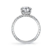 Artisan Pave 2.50ct Oval Diamond and 0.65ct Round Diamond French Cut Ring in Platinum