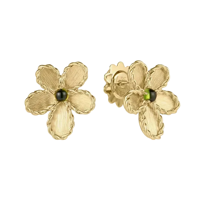 Jasmine Green Tourmaline Stud Earrings in 18K Yellow Gold